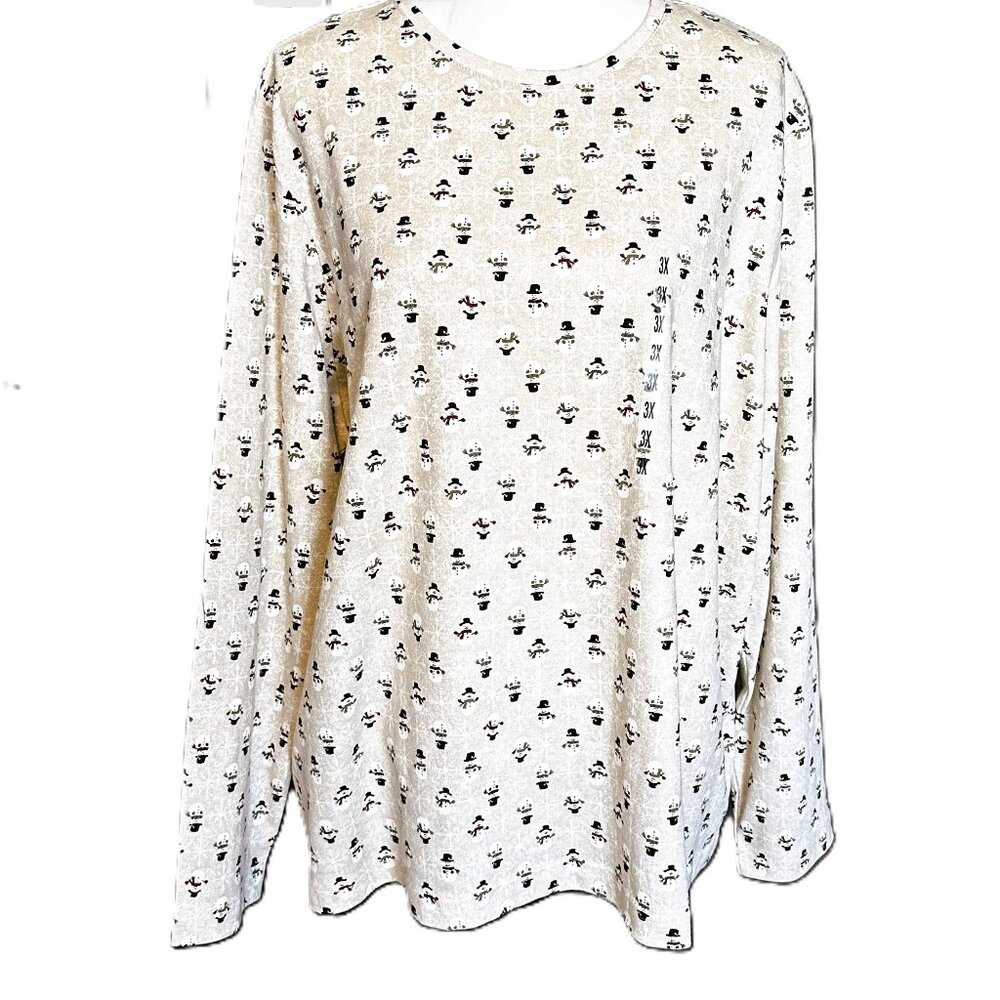 Women's Winter Themed Pullover Top Size 3X Cream Colored Croft & Barrow NWT